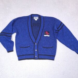 Vintage 90s Bugle Boy Men's Cardigan Medium Global Challenge Two Pocket Sweater